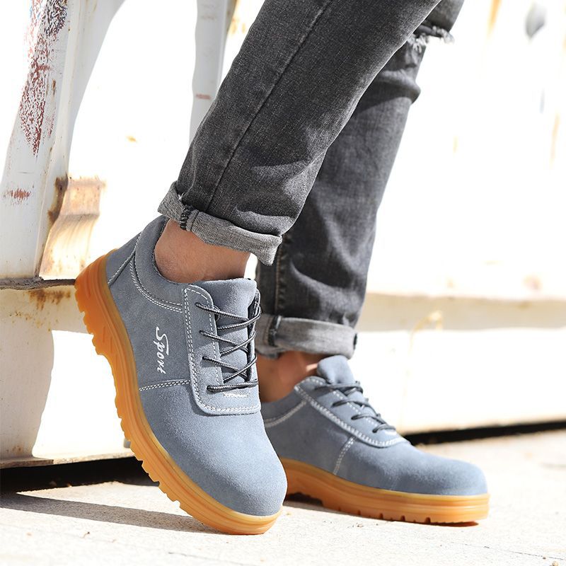 Men's Safety Shoes Breathable Steel Toe Puncture Resistant Leather Rubber Sole Welding Anti-scald Construction Work Shoes - Image 1