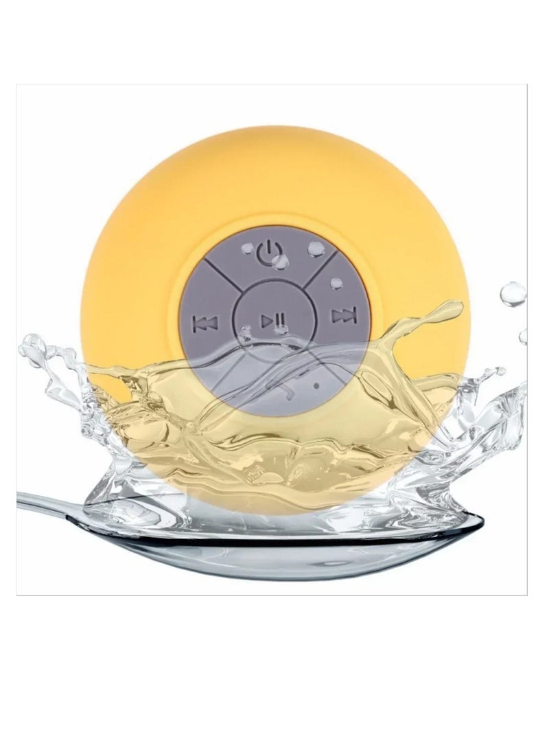 AROAQ Wireless Bluetooth Speaker, Mini Portable Waterproof Shower Speaker, Bluetooth Stereo Music Player With Suction Cup, Lightweight Audio Speaker With Built In Microphone, (1pc, Yellow) - Image 1