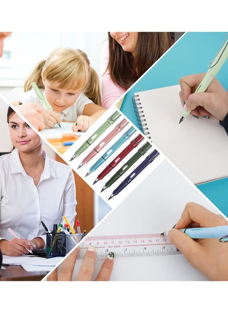 Generic 6 Sets Inkless Magic Pencil, Unlimited Writing Pencil, Everlasting Pencil Eternal, with Eraser Tree-Friendly Cute Forever Pencil, for Writing Drawing with Extra 6 Eraser & 18 Colored Replaceable Nibs  - Image 2