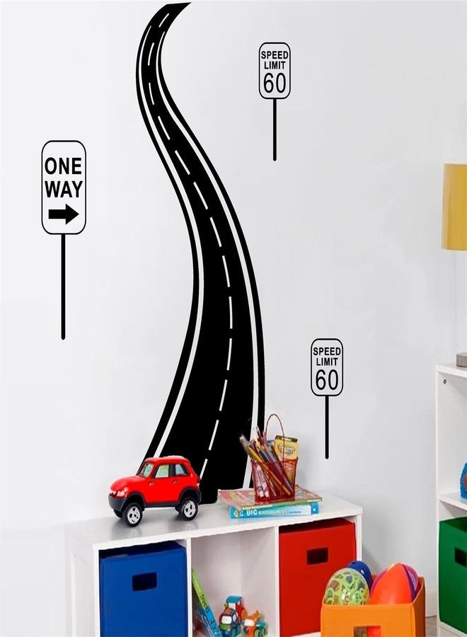 THEYGE Large Road Wall Sticker Black Road Track Wall Decals Peel and Stick Highway Decals Traffic Speedway Wall Decal Vinyl Track Race Wall Stickers for Kids Room Boys Bedroom Playroom Decor - Image 4