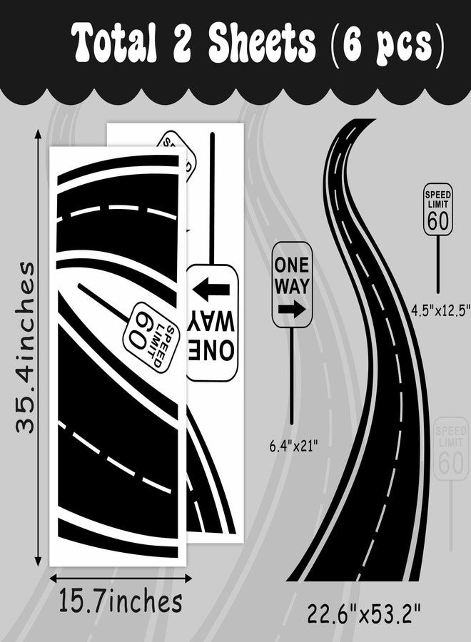 THEYGE Large Road Wall Sticker Black Road Track Wall Decals Peel and Stick Highway Decals Traffic Speedway Wall Decal Vinyl Track Race Wall Stickers for Kids Room Boys Bedroom Playroom Decor - Image 3