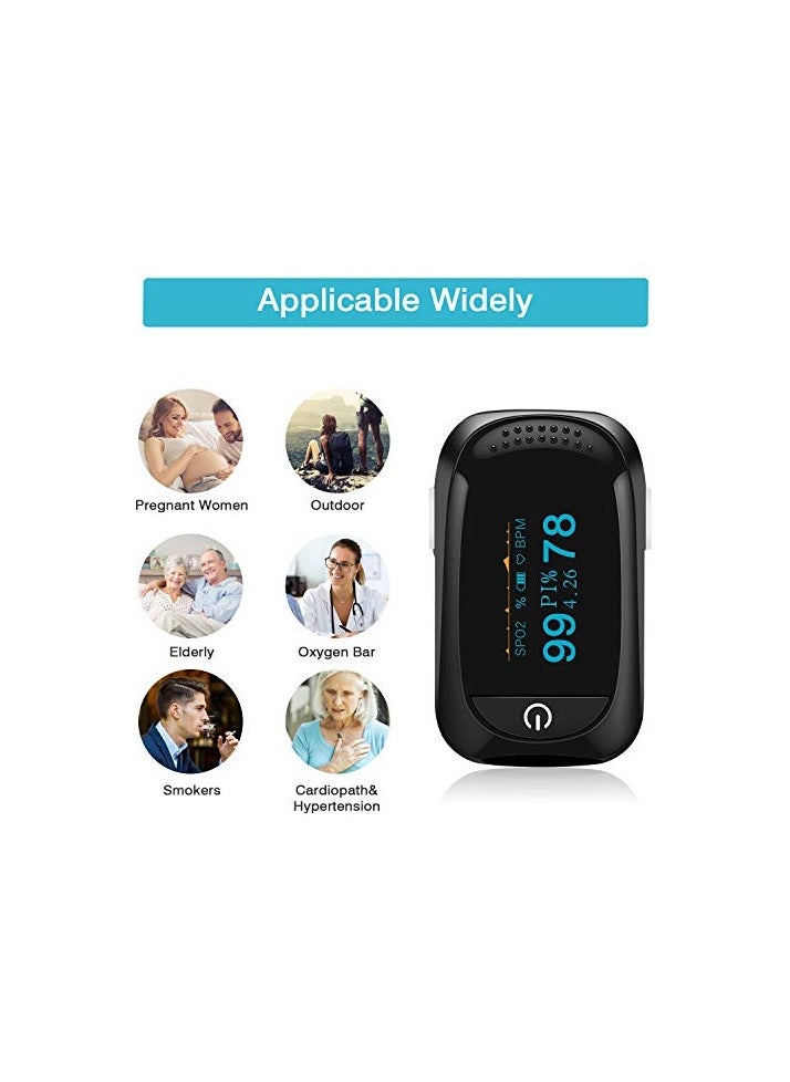 Generic Fingertip Blood Oxygen Saturation, Perfusion Index And Heart Rate Monitor With OLED Display Used Indoor Or Outdoor Exercise For Adult And Child, Gift  - Image 4