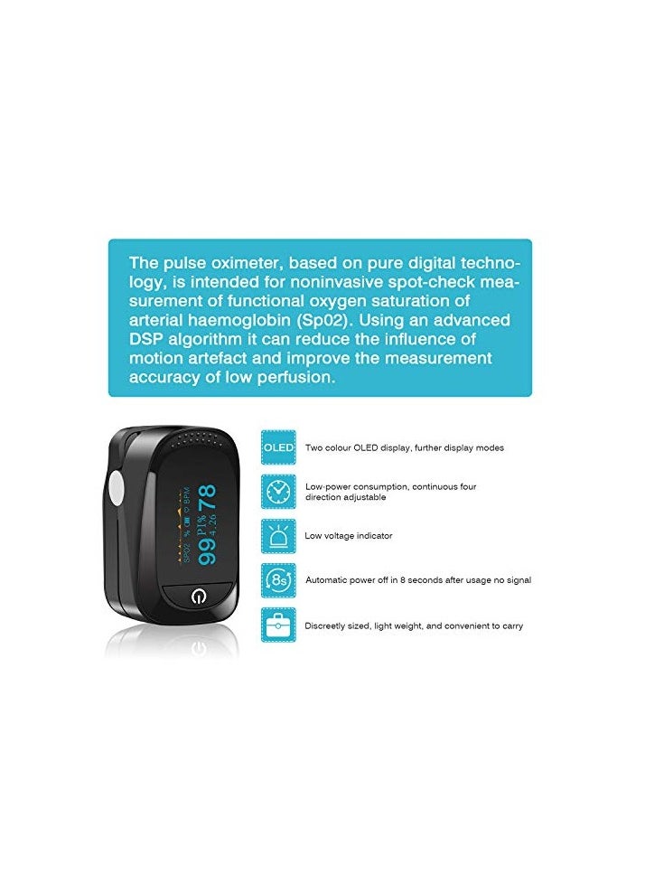 Generic Fingertip Blood Oxygen Saturation, Perfusion Index And Heart Rate Monitor With OLED Display Used Indoor Or Outdoor Exercise For Adult And Child, Gift  - Image 5
