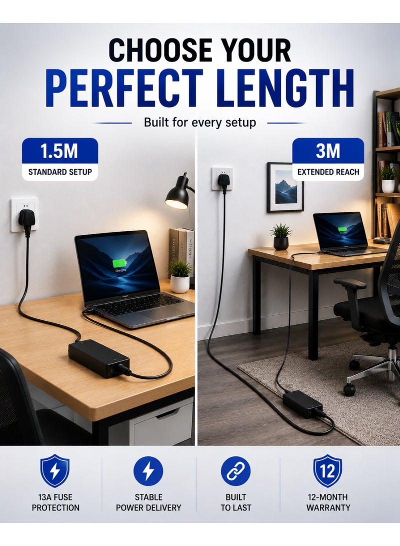 TP-BRIDGE C5 Laptop Power Cable 3 Pin UK Plug 1.5M – Heavy Duty Charger Cord - Image 5