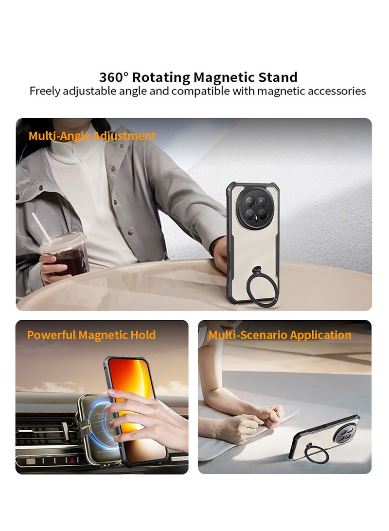 For Honor Magic 8 Pro Case, 360° Rotatable Holder Stand Back Cover, TPU+PC Shockproof Mobile Cover, Matte translucent Anti-Fingerprint Material, Anti-Yellowing Slim Fit Protection Casing - Image 2