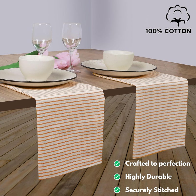 Native Fab Cloth Napkins 18x18 inches 100 Cotton Vintage Stripped Dinner Napkins Set of 12 Soft Breathable Absorbent Machine Washable Cloth Napkins Orange Beige - Image 5