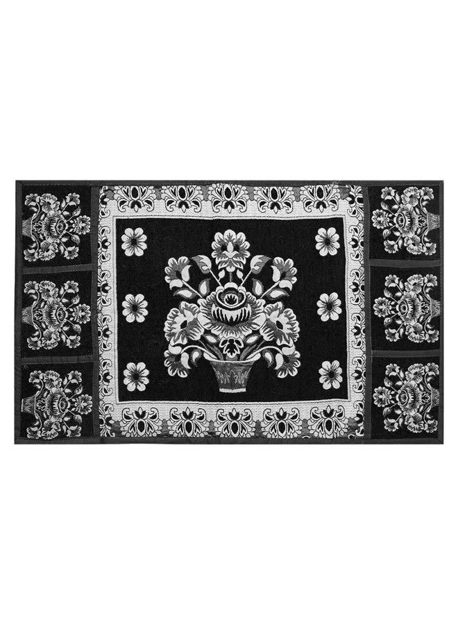 Kuber Industries Kuber Industries Flower Pot Print Fridge Cover With Side Pockets|Fridge Top Cover|Refrigerator Cover|Washable Cotton Material|6 Utility Pockets (Black)  - Image 2