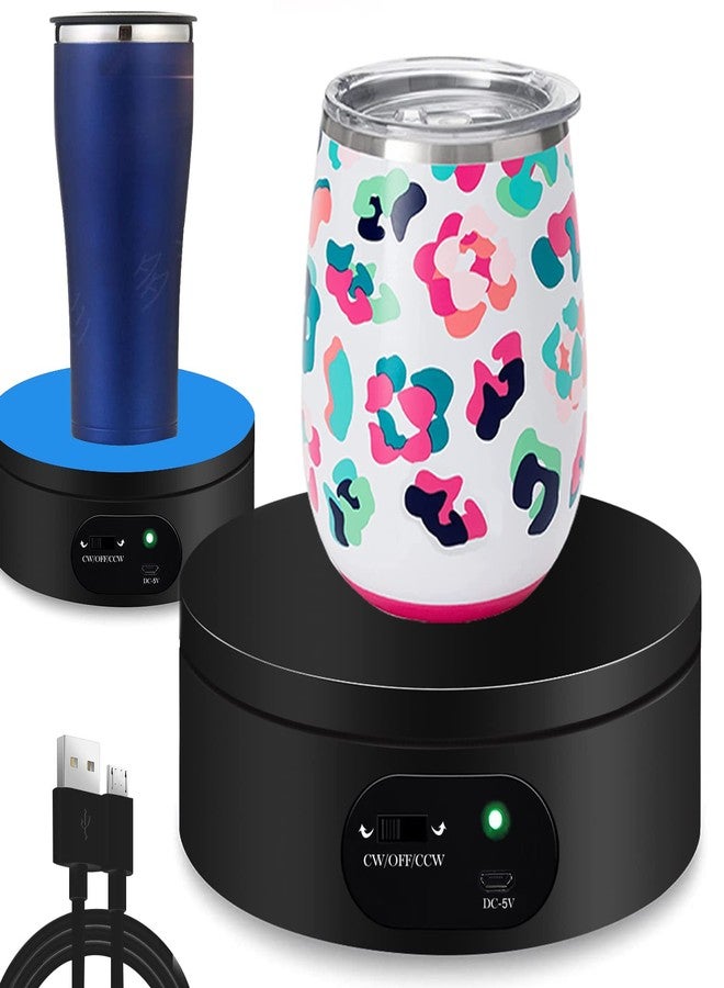 YVV Motorized Rotating Display Stand,Turner Cup Platform for Epoxy Glitter Tumbler, 360 Automatic Mute Rotating Turntable, Tumbler Making Supplies Spinner, Base for Product Video Show ,Balck 4.72in - Image 1