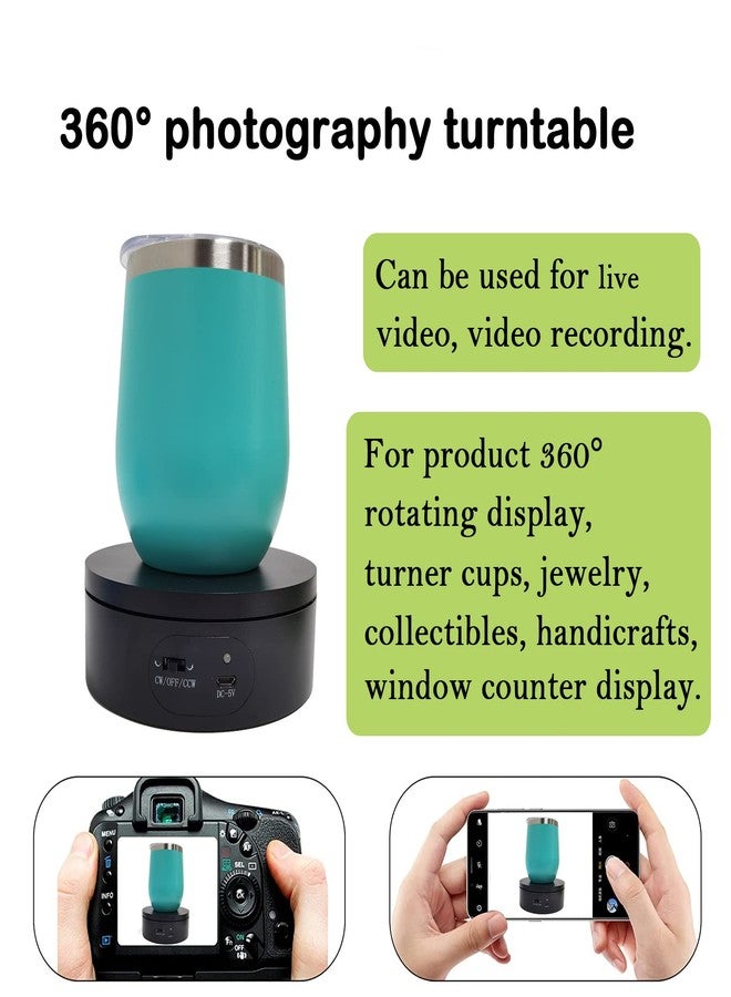 YVV Motorized Rotating Display Stand,Turner Cup Platform for Epoxy Glitter Tumbler, 360 Automatic Mute Rotating Turntable, Tumbler Making Supplies Spinner, Base for Product Video Show ,Balck 4.72in - Image 3