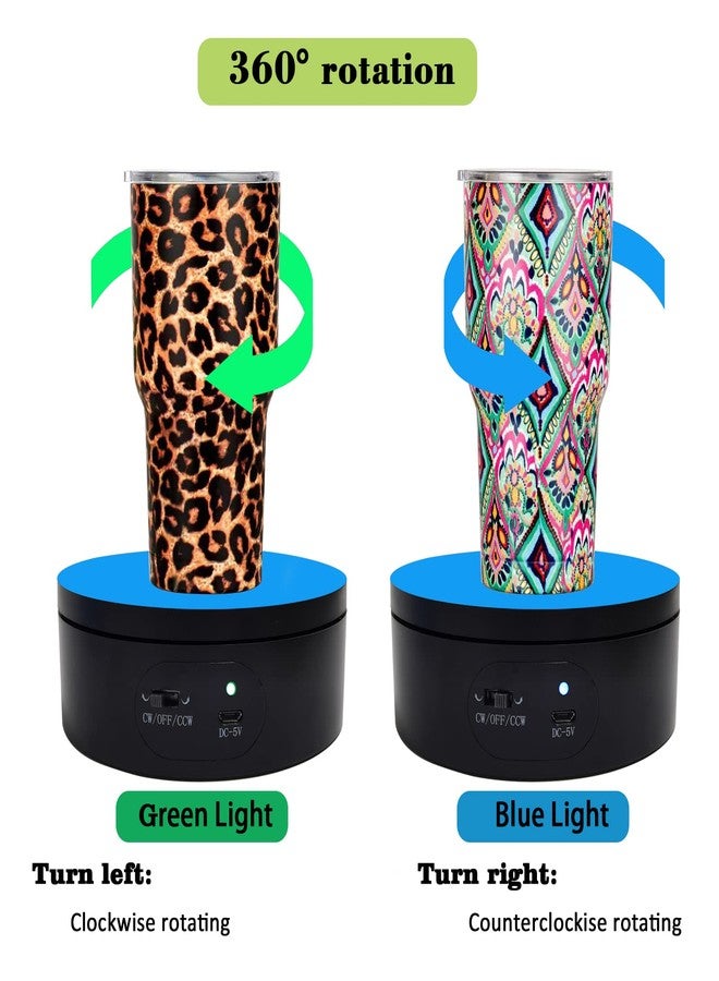 YVV Motorized Rotating Display Stand,Turner Cup Platform for Epoxy Glitter Tumbler, 360 Automatic Mute Rotating Turntable, Tumbler Making Supplies Spinner, Base for Product Video Show ,Balck 4.72in - Image 5