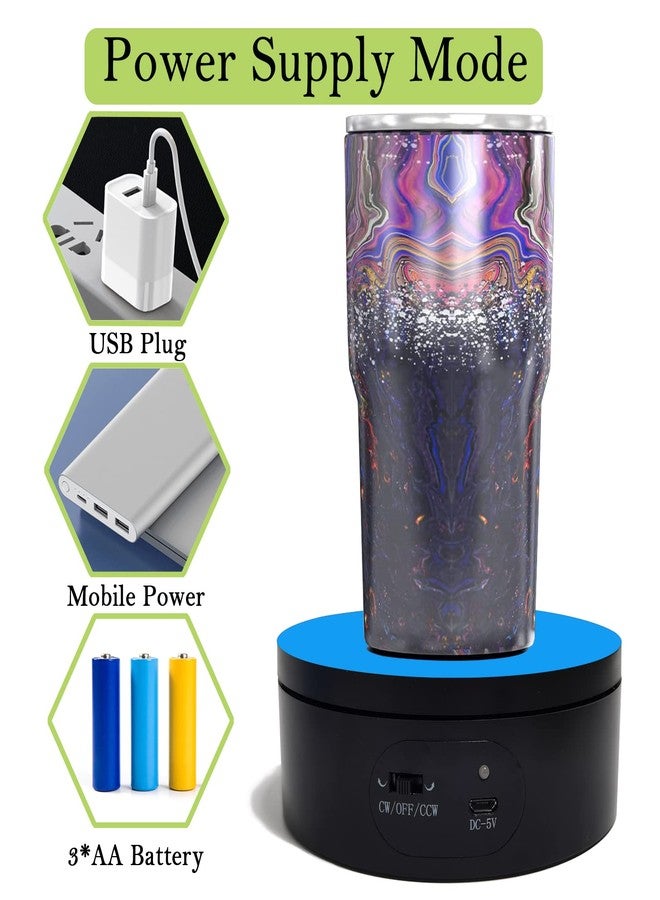 YVV Motorized Rotating Display Stand,Turner Cup Platform for Epoxy Glitter Tumbler, 360 Automatic Mute Rotating Turntable, Tumbler Making Supplies Spinner, Base for Product Video Show ,Balck 4.72in - Image 2