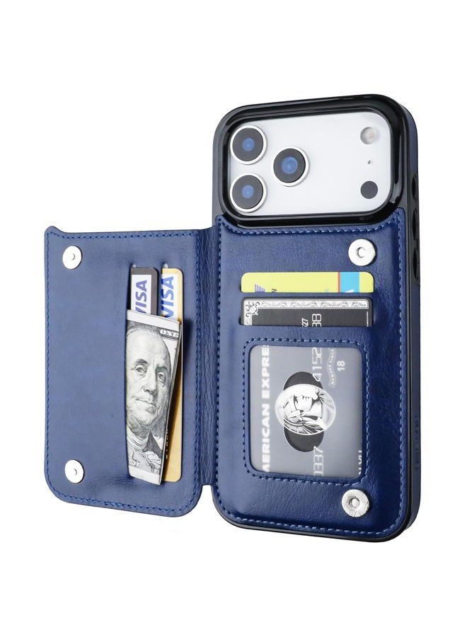 OT ONETOP ONETOP Compatible with iPhone 17 Pro Max Wallet Case with Card Holder, PU Leather Kickstand Card Slots Case, Double Magnetic Clasp and Durable Shockproof Cover 6.9 Inch (Blue) - Image 1