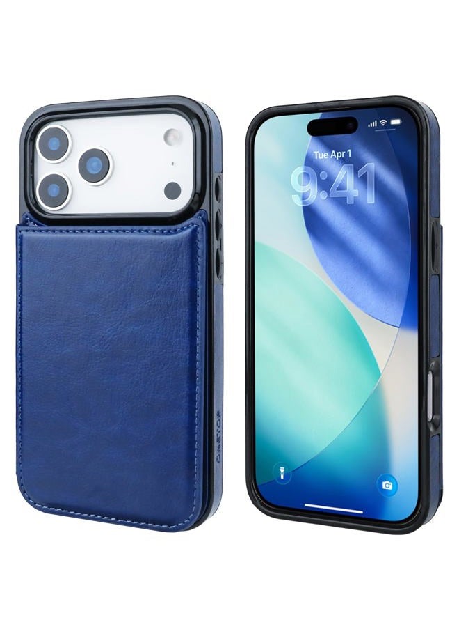 OT ONETOP ONETOP Compatible with iPhone 17 Pro Max Wallet Case with Card Holder, PU Leather Kickstand Card Slots Case, Double Magnetic Clasp and Durable Shockproof Cover 6.9 Inch (Blue) - Image 3