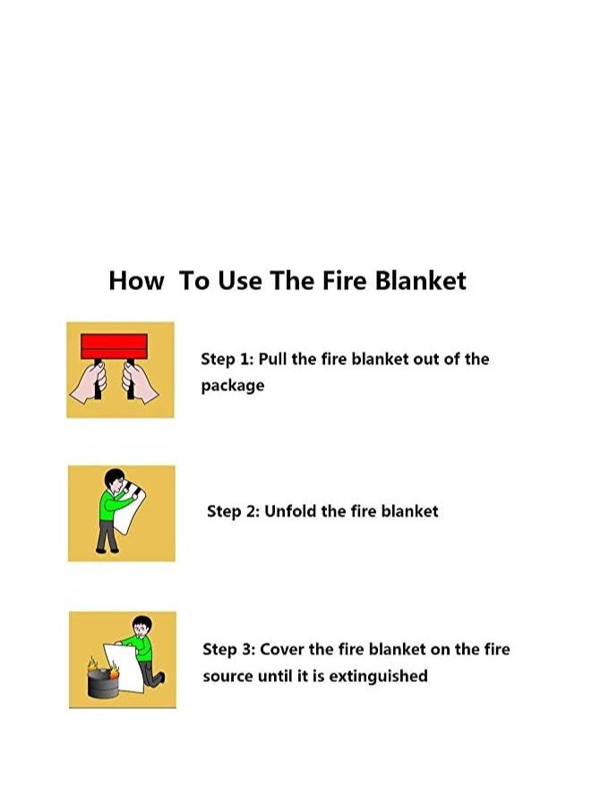 Generic Emergency Fire Blanket for Home Kitchen -2 Pack Safety Fiberglass Fire Blankets Suppression Flame Retardant Great for School, Fireplace, Grill, Car, Office, Warehouse(1m × 1m)  - Image 4