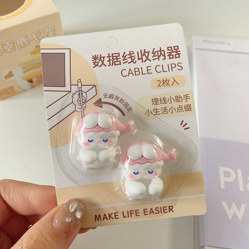 Cable Organizer Cute Desktop Data Cable Storage Device Non-Marking Non-Punching Mobile Phone Charging Cable Binding Clip Holder - Image 5