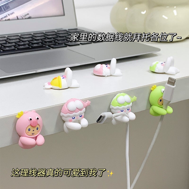 Cable Organizer Cute Desktop Data Cable Storage Device Non-Marking Non-Punching Mobile Phone Charging Cable Binding Clip Holder - Image 2