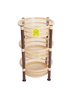 Concept home 3-Tier Plastic Tray Vegetable Round Racks Multicolour ...