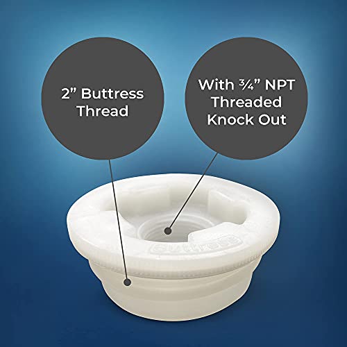 Green Goods Bung Cap 2" with 3/4" Knock Out, Buttress (Coarse Thread) with Gasket for Poly Drum, Brand New (2 Pack) - Image 5