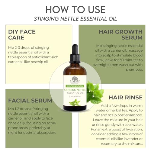 Devinez Stinging Nettle Essential Aromatherapy Oil for Hair & Skin 100ml, Bichu Buti, Urtica dioica - 100% Natural Organic & Undiluted for skin & Hair Care, Nettle Leaf Hair Oil - Image 4