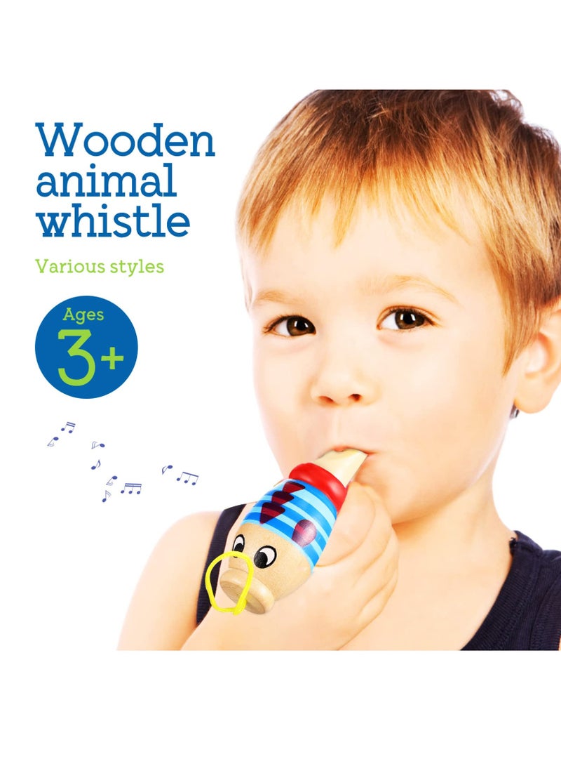 Barakah 6 Pcs Musical Whistle Toys, Animal Wooden Whistles Wooden Cartoon Musical Instrument for Developmental Educational Birthday Gift Party - Image 4