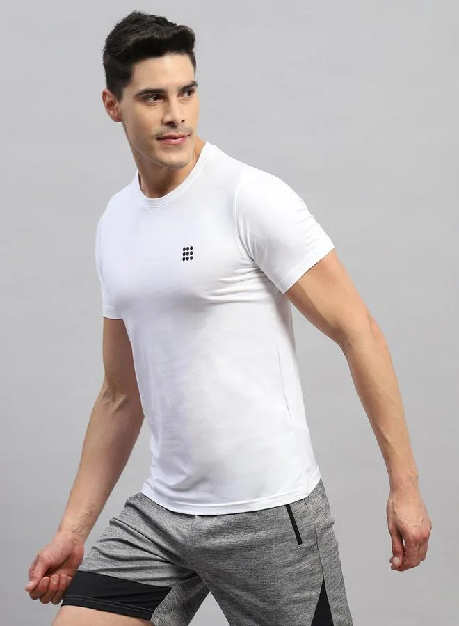 Rock.it Men White Solid Round Neck T Shirt by Styli