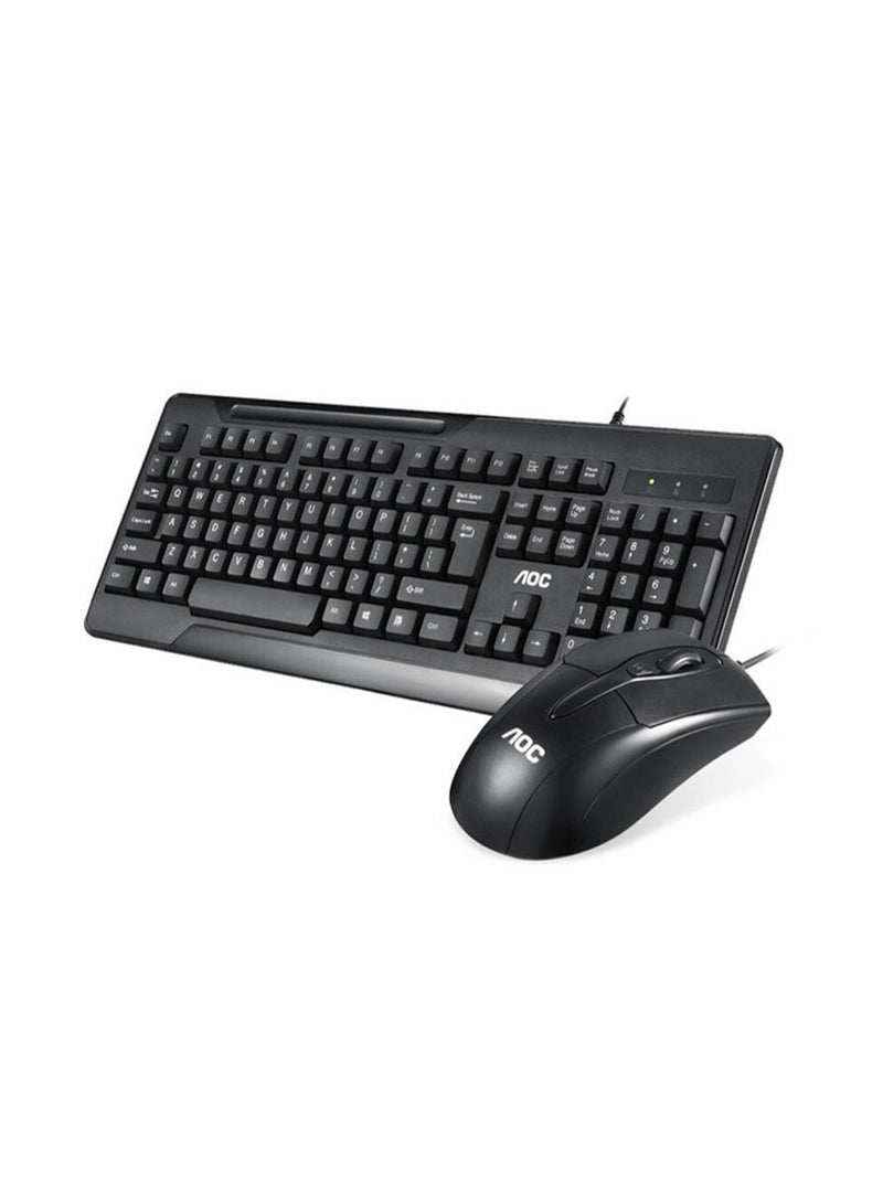 اي او سي KM110 Wired Keyboard and Mouse for Laptops, Desktops, PC - Black - Image 2