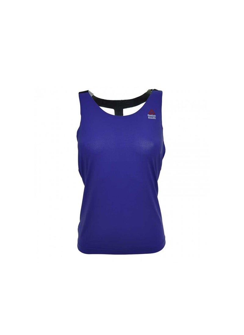 Reebok Women RCF Knit Woven Tank, Purple  - Image 1