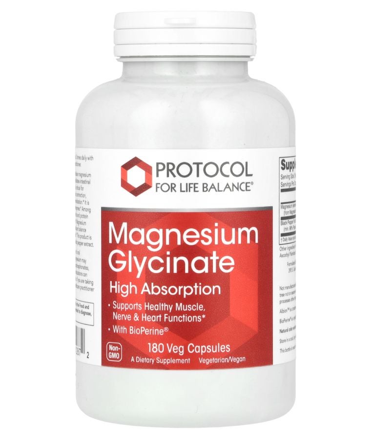 Protocol For Life Balance Magnesium Glycinate High Absorption 180 Veg Capsules