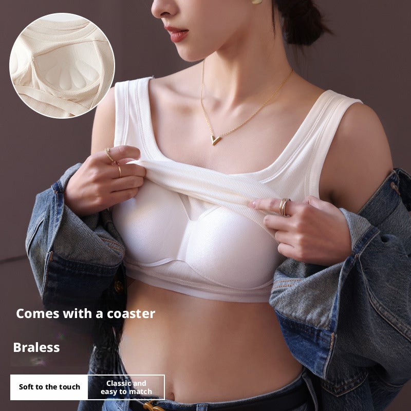 Women's Ribbed Square Neck Cami with Built-in Pads, Viscose, Slim Fit - Image 2
