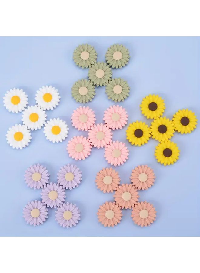 18Pcs 22mm Multi Color Silicone Daisy Sunflower Flower Shaped Focal Beads For DIY Jewelry Crafts Keychain Bracelet Necklace Phone Pen Holder Decorations - Image 3
