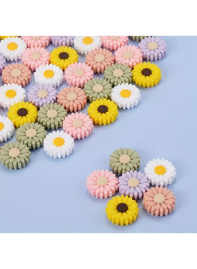 18Pcs 22mm Multi Color Silicone Daisy Sunflower Flower Shaped Focal Beads For DIY Jewelry Crafts Keychain Bracelet Necklace Phone Pen Holder Decorations - Image 2
