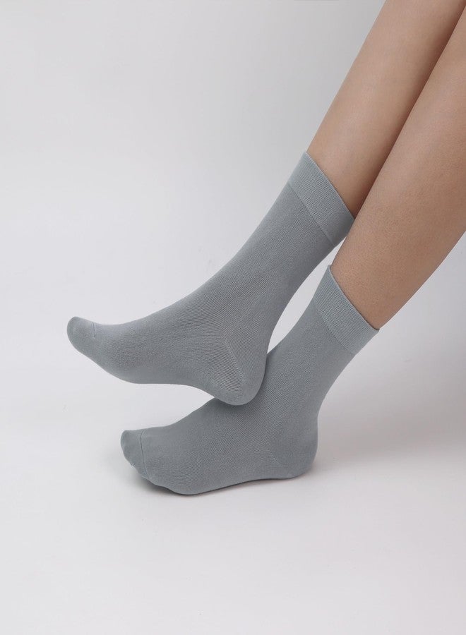SERISIMPLE Viscose Bamboo Kids Crew Socks School Anti Odor Socks for Boys Girls Uniform Light Weight Flat Seam Socks 5 Pairs (Grey-blue, Medium) - Image 2