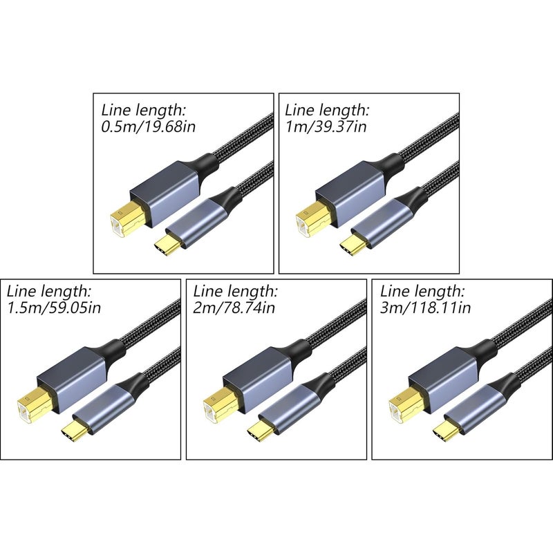 Peiiwdc USB C Printer Cable Type Male to B Type Male Scanner Cord Data Transmission for Printers Scanner to Data Transfer - Image 3