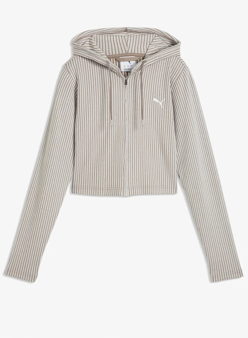Puma Mouse Gray Heather Essential Ribbed Soft Touch Hoodie for Women | Best Price UAE
