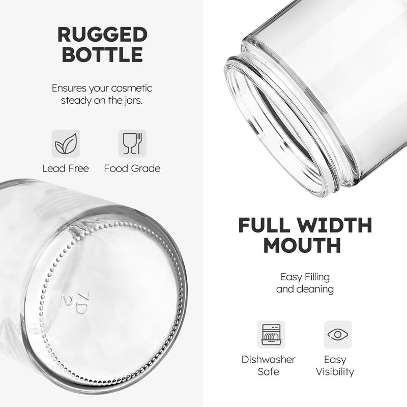 Tecohouse 8 oz Glass Jars with Lids, 30 Pack Cream Canning Mason Jars with Lids, White Labels & Inner Liners, Empty Airtight Round Clear Slime Containers for Spice, Lotion, Ointments - Image 2