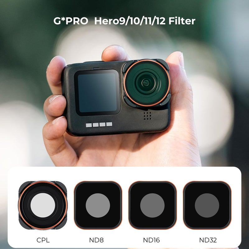 K&F Concept 4-Pack Lens Filter ND8 ND16 ND32 CPL Compatible for GoPro Hero12 /Hero11 /Hero10 /Hero 9 Black, Neutral Density & Polarizing Lens Filter Kit Protector for Go Pro 13/12/11/10/9 Accessories - Image 2