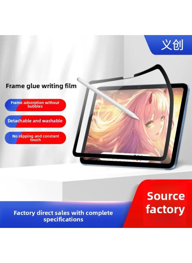 For 2022 Ipad10 Generation 10.9 Inch Seamless Paper Film For Apple Ipad11 Removable Frame Sticker Writing Film-Color:【nano Suction Cup Traceless Writing Film + Storage Base】 Delivery Packaging Acces