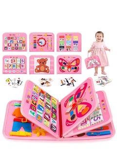 Yoawllty Busy Board for Toddlers,Sensory Activity Board for Preschool Learning, Quiet Book Montessori Toys with Zipper Removable Multiple Pages Toys(Pink,Unicorn)  - Image 1