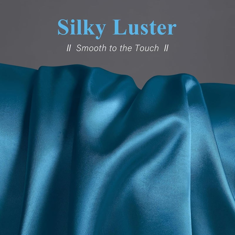 DOWNSTORIA Satin Body Pillow Cover Similar to Silk Body Pillow Pillowcase 1 Pack,Smooth and Cooling, Silky Envelope Closure Large Long Pillow Cases, Gifts for Women Men(20x54 Inches, Teal) - Image 2