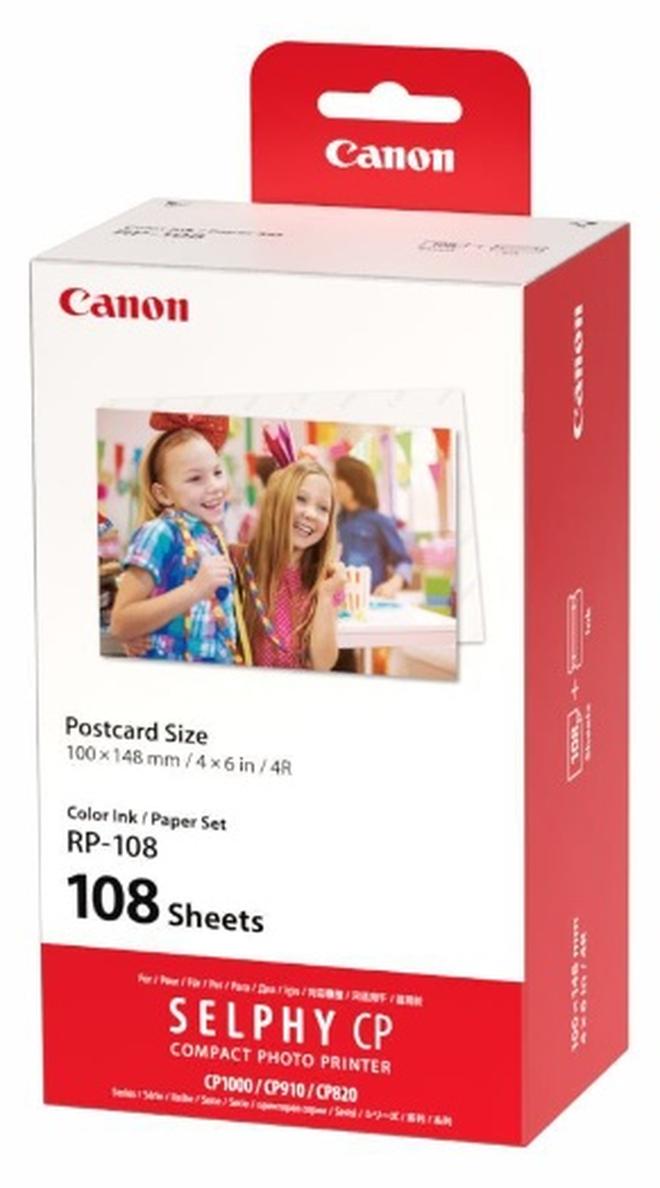 كانون مجموعة ورق/ حبر ملون لطباعة ما يصل إلى 108 صور بمقاس بطاقة البريد طراز RP-108 متوافقه مع  (CP1500 & CP1300 & CP1000) - Image 1