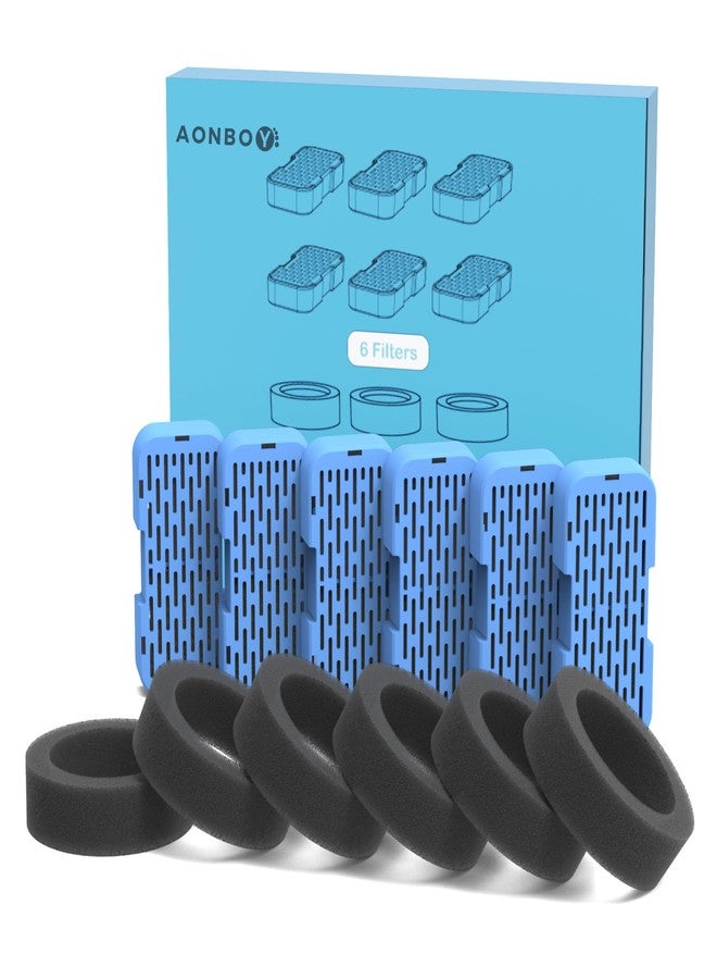 AONBOY Cat Fountain Filters Replacement: 6 Filters + 6 Cat Fountain Sponge, Suitable for AONBOY Pet Fountain S3-SC, Multiple Filtration, Isolates Floating Hairs and gets rid of Odors - Image 1