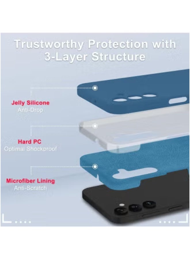 JAJEEK Samsung Galaxy A25 5G Case – Silicone Phone Case with 1 Screen Protector, Soft Anti-Scratch Microfiber Lining, Full Body Shockproof Slim Cover, Navy Blue – Durable, Stylish, and Protective Case for Your Smartphone - Image 3