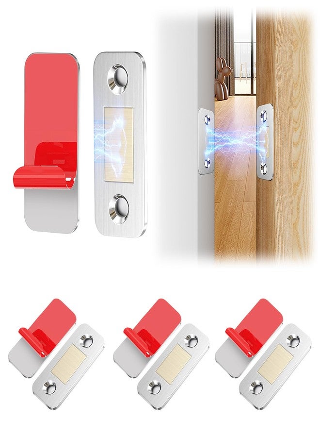 PHIXBEAR Magnetic Cabinet Door Catch with Adhesive Made of 3M, Ultra Thin Magnetic Cabinet Latch, Stainless Steel Heavy-Duty Adhesive Latch for Kitchen Cupboard Drawer Closure (4pack) - Image 1