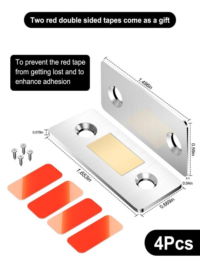 PHIXBEAR Magnetic Cabinet Door Catch with Adhesive Made of 3M, Ultra Thin Magnetic Cabinet Latch, Stainless Steel Heavy-Duty Adhesive Latch for Kitchen Cupboard Drawer Closure (4pack) - Image 4