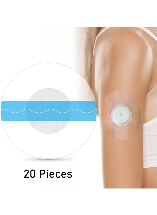 20 Pieces Waterproof Sensor Covers for Freestyle Libre1/2/3 Sweatproof CGM Sensors Adhesive Clear Film Patches, Sensors Adhesive Patches, Sport Sensor Covers, Blue - Image 1