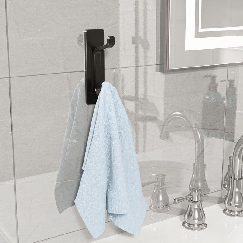 Josmimic Self Adhesive Wall Hooks for Hanging: Extra Strong 13 LB, Hook for Coat, Towel in Bathrooms, Shower, Kitchen, Wall, Door Hook, Black 6 Pack - Image 4