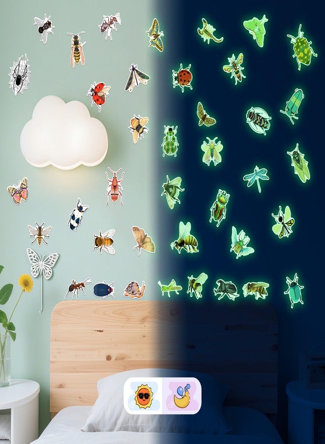 Robmoda Glow in The Dark Insect Wall Stickers, Lifelike Insect Wall Decals, Butterfly Dragonfly Moth Spider Beetle Ladybug Stickers, Kids Teens Room Nursery Bedroom Living Kitchens Home Decorations - Image 3