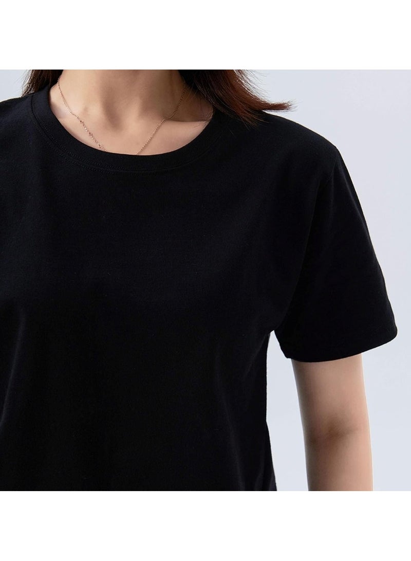 Huitich Cotton Short Sleeve T-Shirt Black, Size M - Image 3