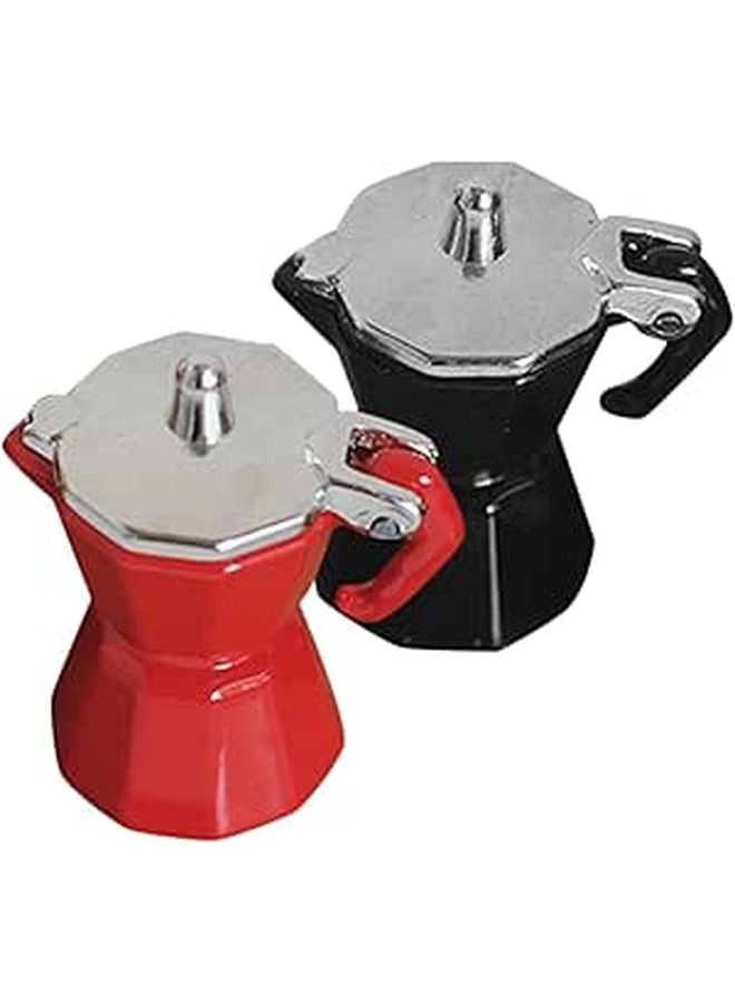 Miniature Dollhouse Coffee Pot Set 2Pcs Red Black Kitchen Prop Decoration - Image 1