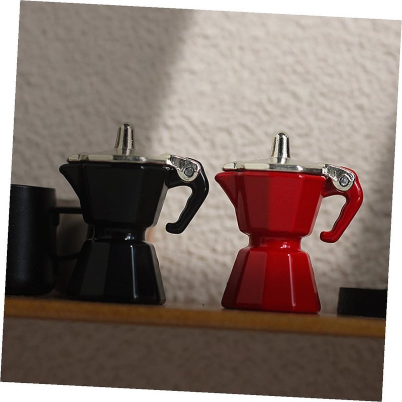 Miniature Dollhouse Coffee Pot Set 2Pcs Red Black Kitchen Prop Decoration - Image 5